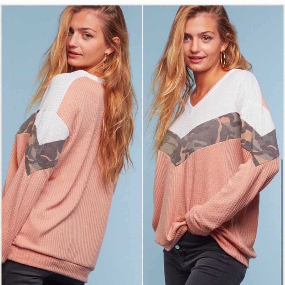 NWT HAPTICS SPRING COLOR BLOCK CAMO TOP